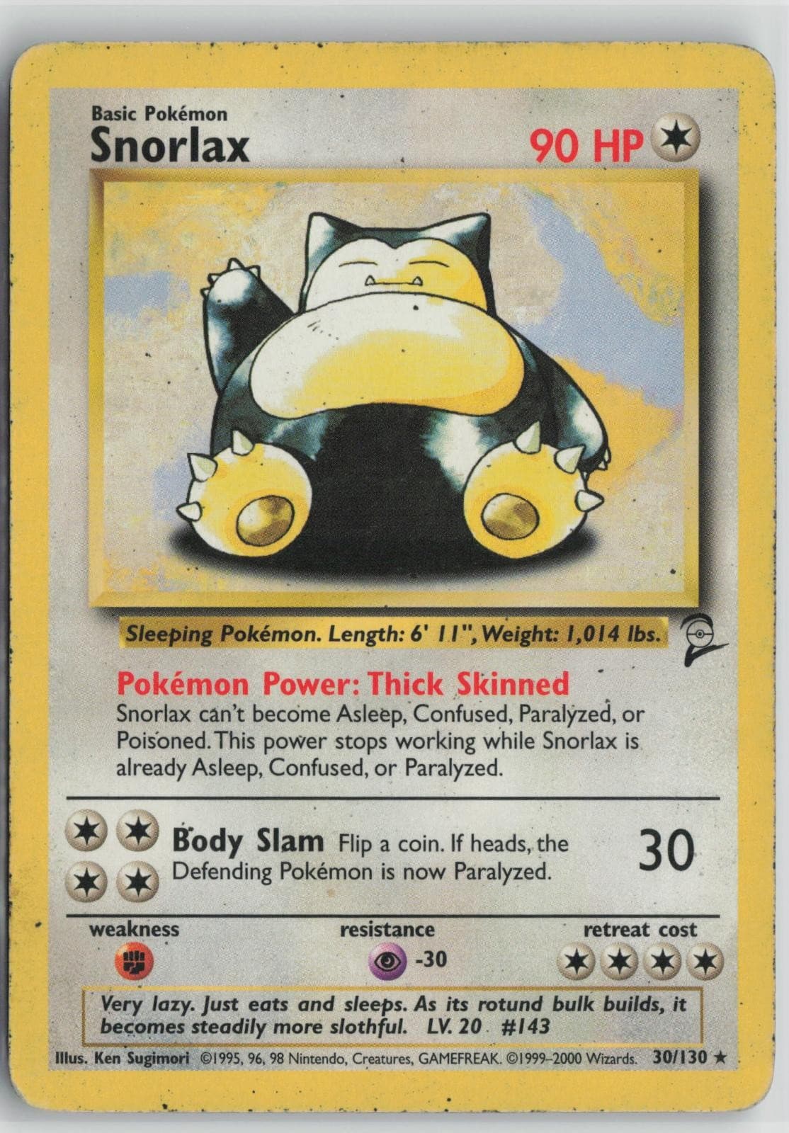 Snorlax 30/130 Rare Base Set 2 Pokemon Moderately Played