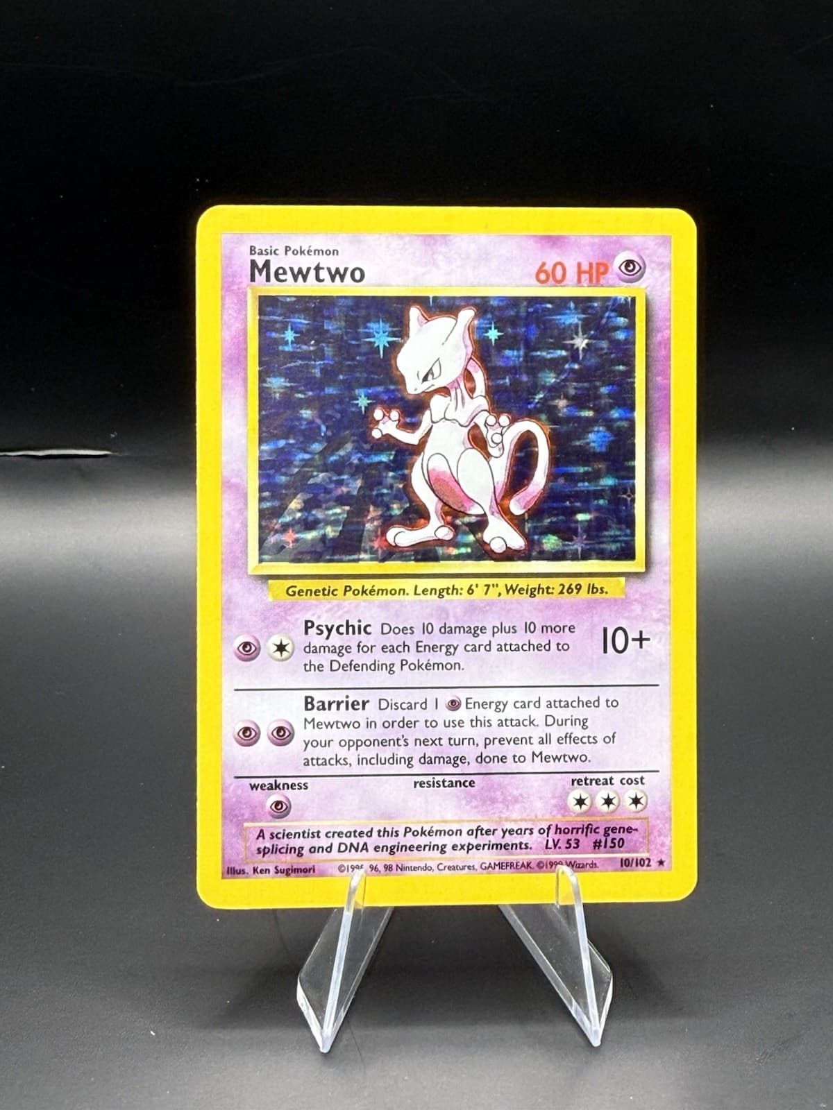 Pokémon TCG Mewtwo Base Set 10/130 Unlimited Holo Rare Card - LP/MP