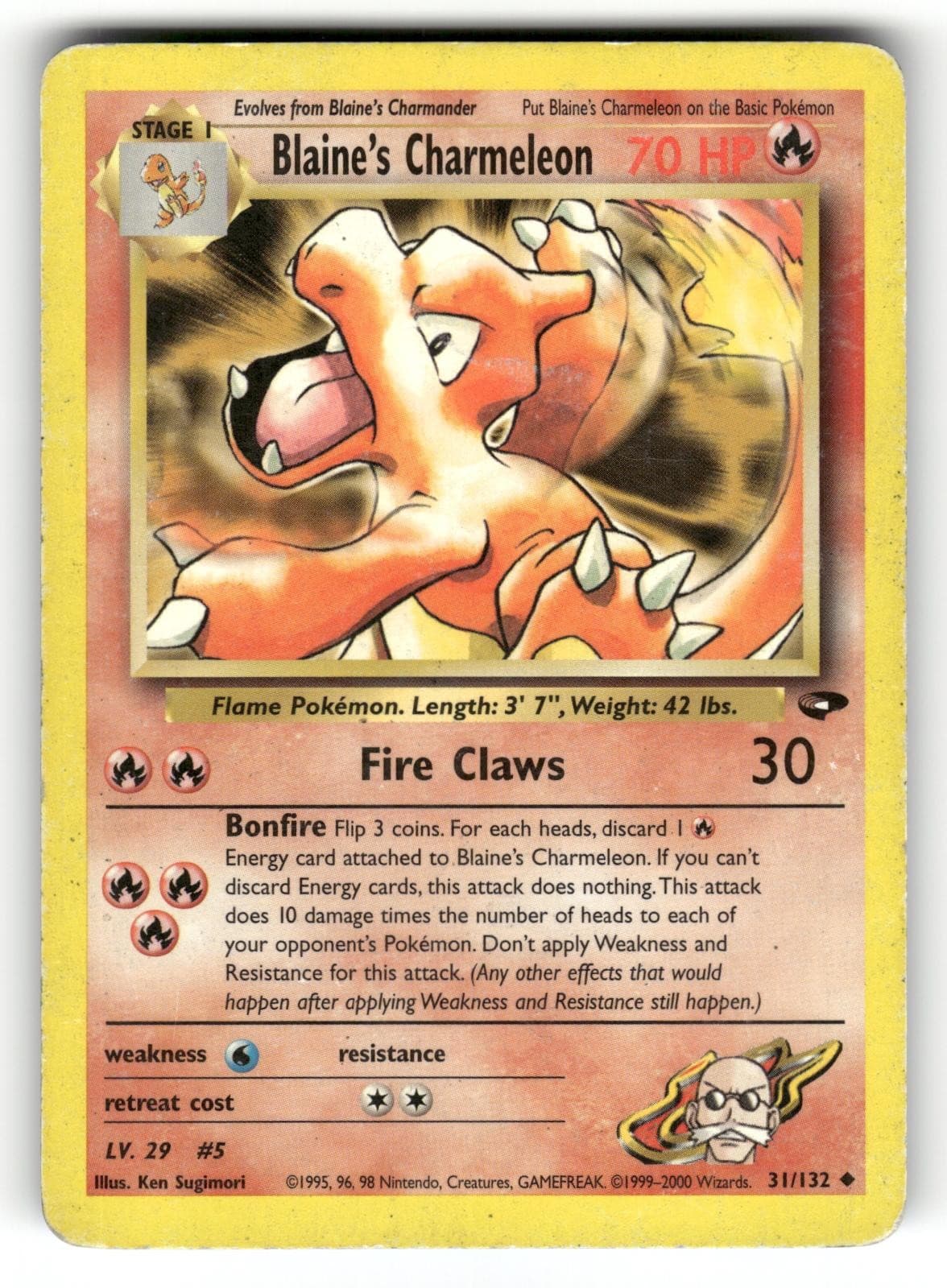 Blaine's Charmeleon HP 31/132 Unlimited Gym Challenge Pokemon Uncommon Regular