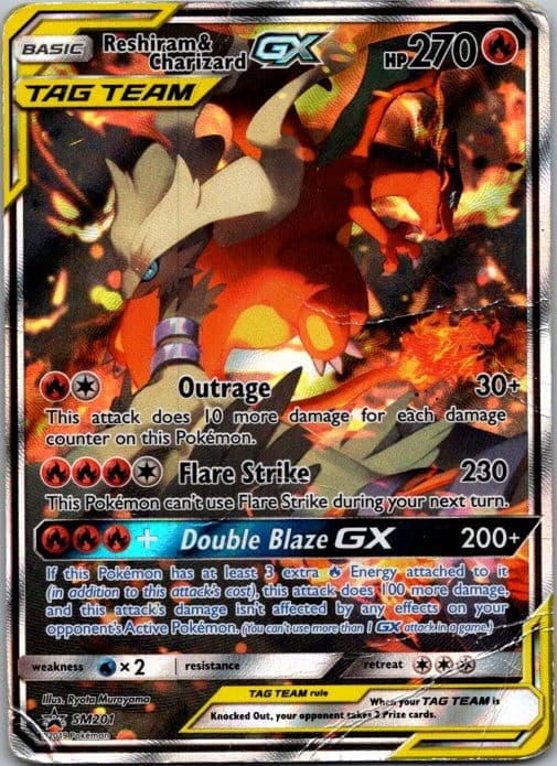 Reshiram & Charizard GX Promo SM Promos SM201 Damaged