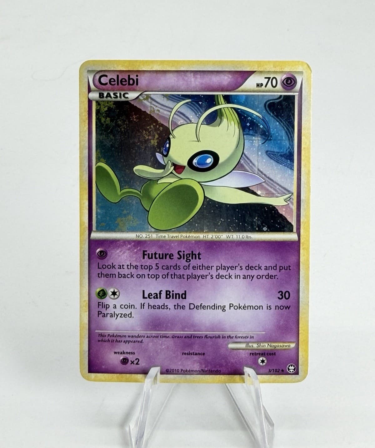 Vintage 2010 Nintendo Pokemon Celebi 3/102 Triumphant Holo TCG Card