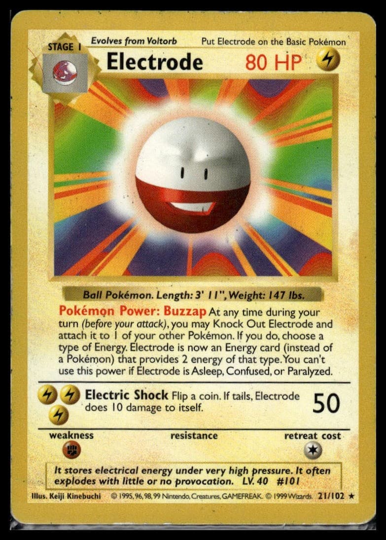 Electrode #021/102 Base Set (Shadowless) tcg Pokemon