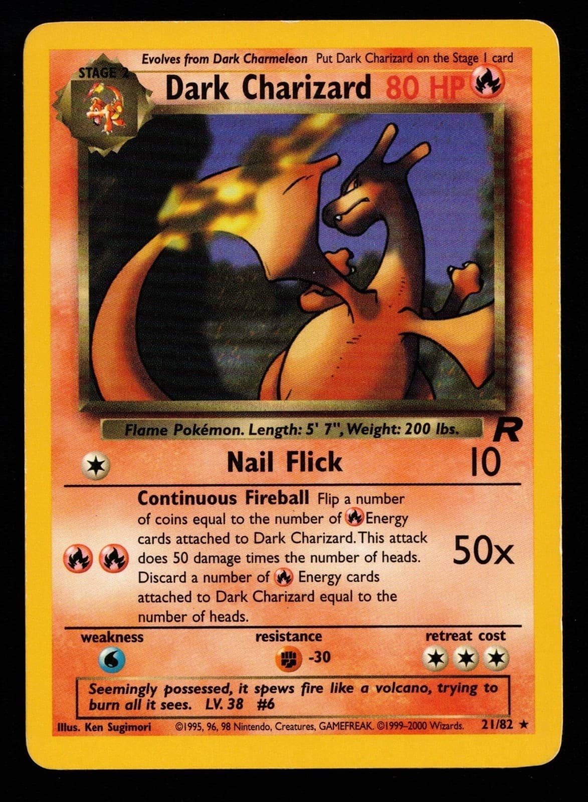 Pokemon Card: Dark Charizard 21/82 Team Rocket Set Rare! EX