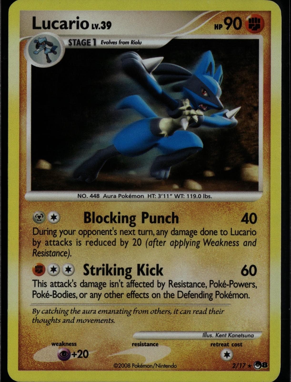 Lucario 2/17 Rare POP Series 8 Pokemon Holo Moderately Played