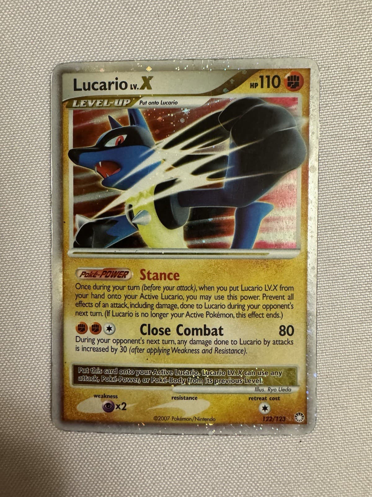 2007 Pokemon - Lucario LV. X Holo - Diamond & Pearl Mysterious Treasures 122/123
