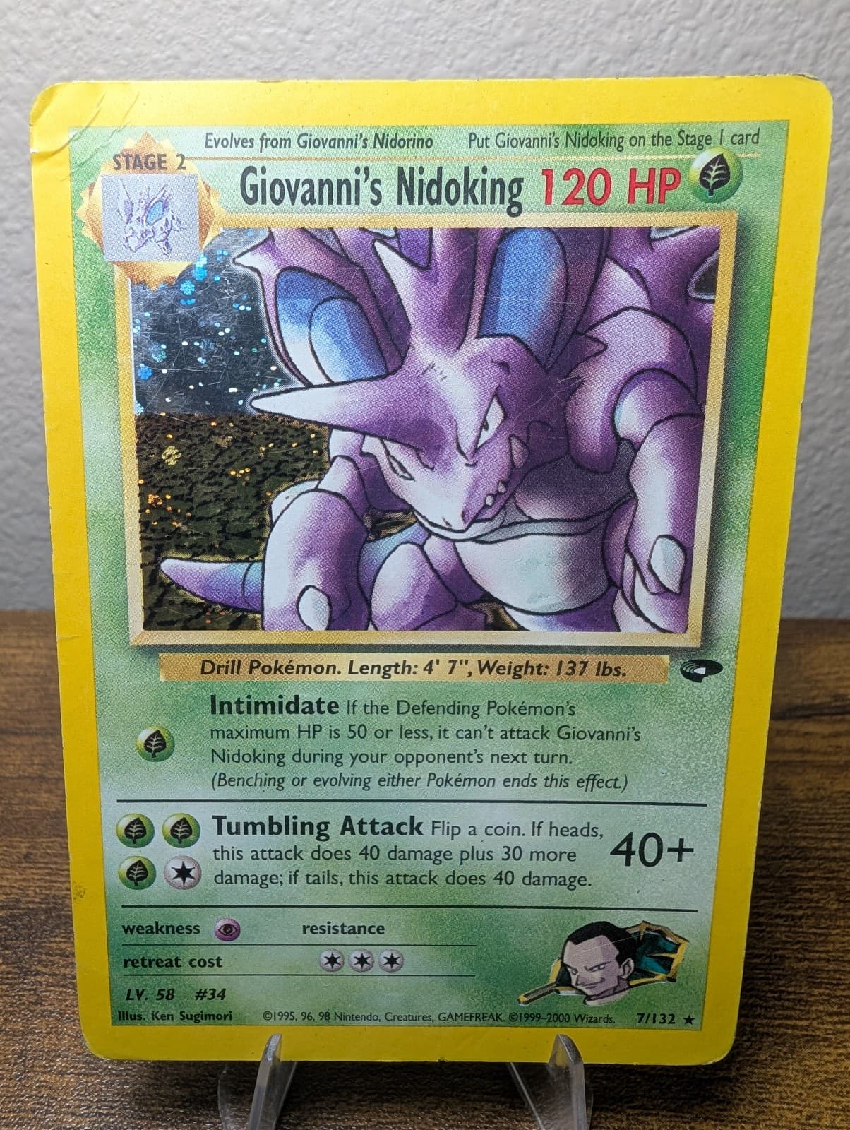 Giovanni's Nidoking Gym Challenge 7/132 Holo Rare WOTC Vintage 2000 Pokémon HP