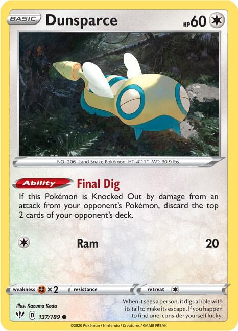 Dunsparce - SWSH03: Darkness Ablaze