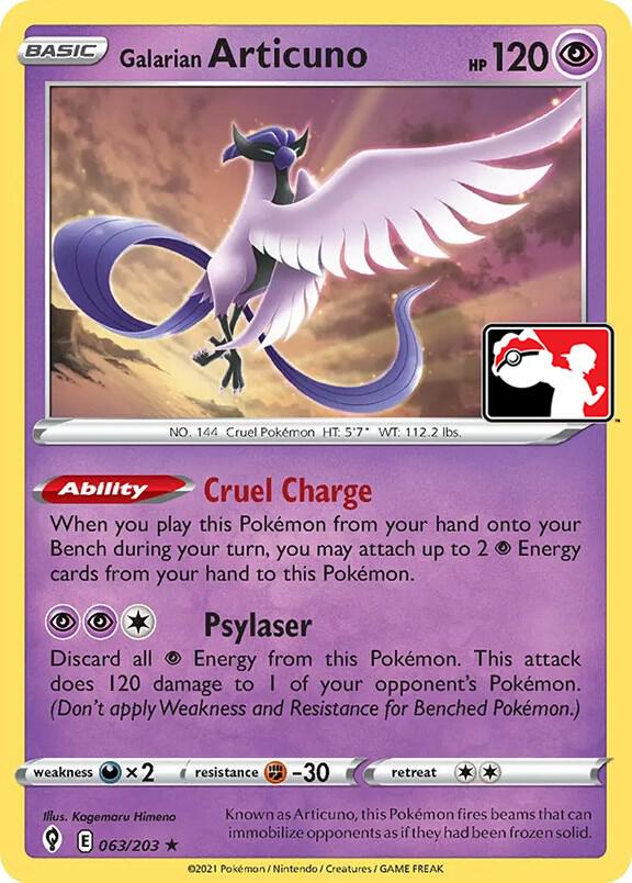 Galarian Articuno - 063/203 - Prize Pack Series Cards